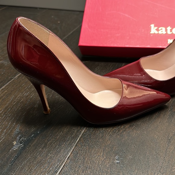 Kate Spade New York patent leather pumps burgundy color - Picture 3 of 9